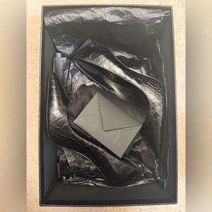 Yves Saint Laurent YSL Opyum 110 Croc- embossed leather heel pumps